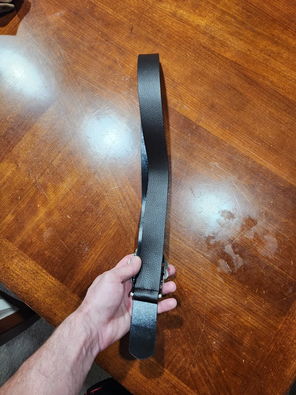 Vintage Leather Women's Belt with Coral Accent Buckle - Black Size 12
